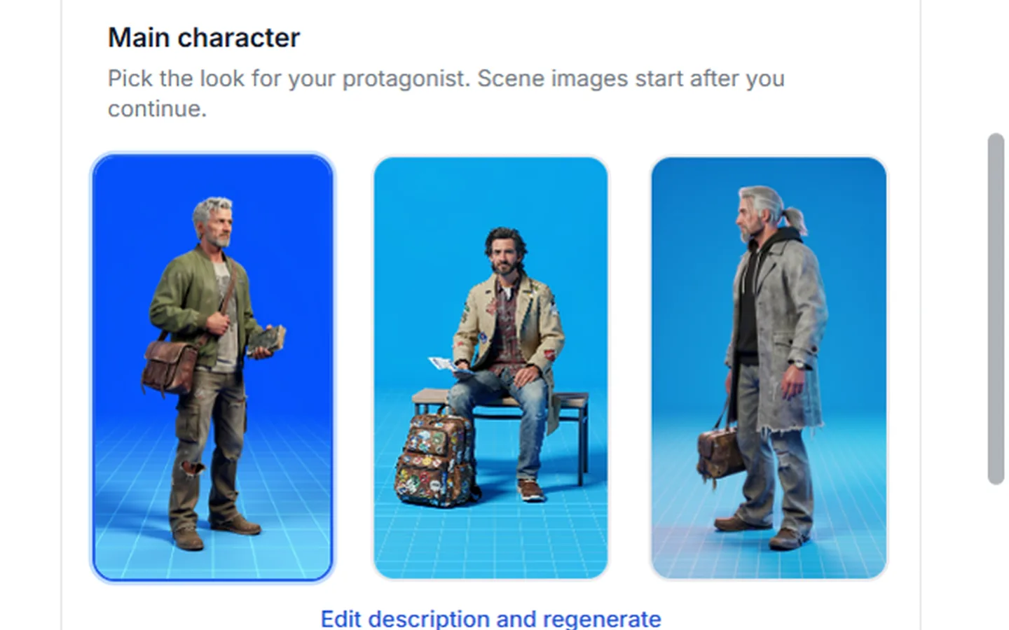 Choosing the main character